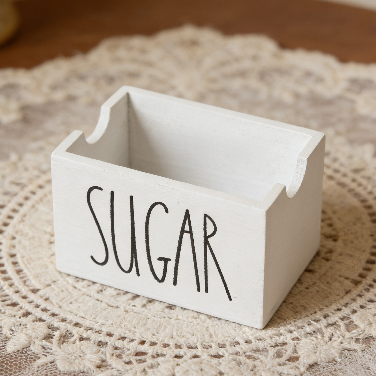 Coffee Tea Sugar - 木製のシュガーパケットホルダー、木製のティーバッグ収納ボックス、コーヒー用シュガーキューブオーガナイザー。カントリー調のテーブル、オフィス、ホテル、レストランでの収納に最適。