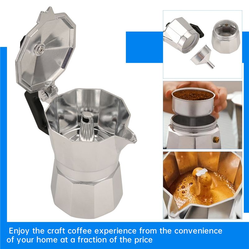 Moka Pot Stove - A92P モカポット イタリアンコーヒーメーカー エスプレッソ アルミ製 ゲイザーコーヒーメーカー