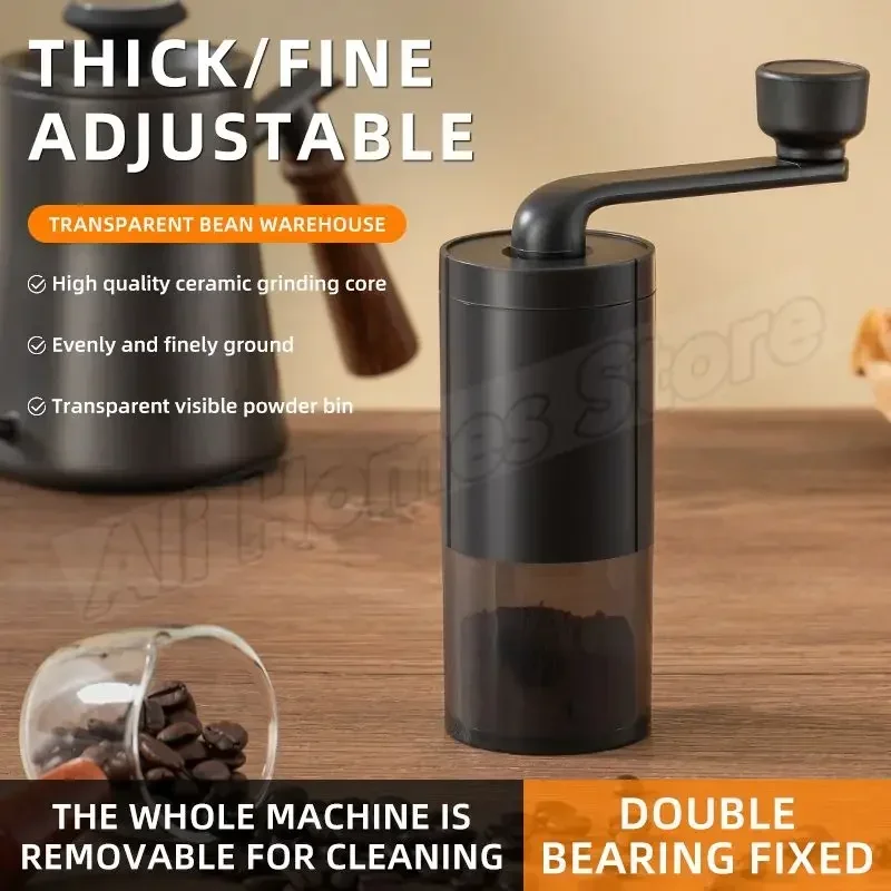 Burr Hand Grinder - ベアリング調整可能なコーヒービー手動コーヒーグラインダーセラミック研削コアプロフェッショナルダブルハンドクランクコーヒーグラインダーコーヒービーン