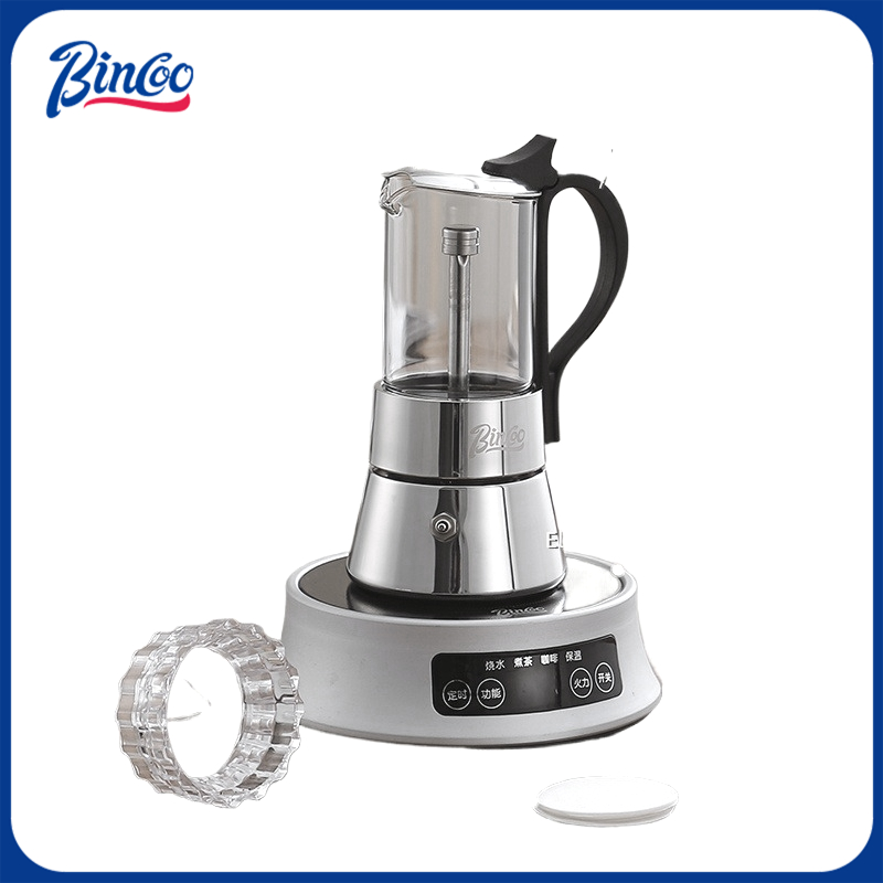 Moka Pot Stove - BINCOO デュアルバルブモカポット ステンレス製コーヒーポット エスプレッソ 家庭用小型コーヒーメーカー 電気コンロ対応