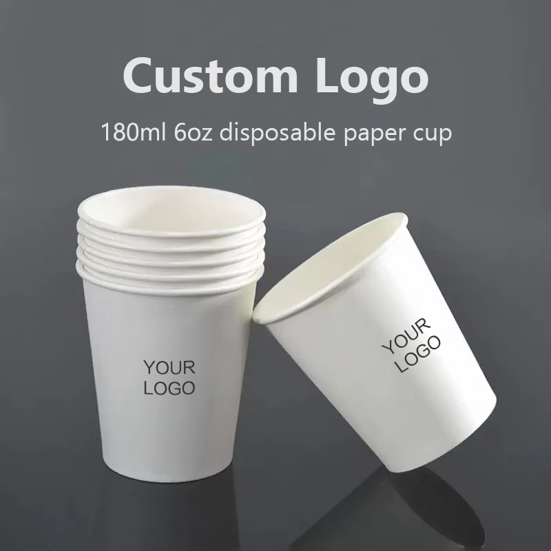Coffee Tea Name - 200個 6オンス 180ml 使い捨て紙カップ - カスタムロゴプリントバルクコーヒーカップ、濃厚ホット/コールドドリンクコンテナ