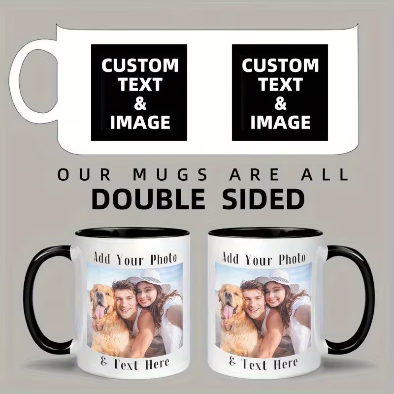 オリジナルデザインの両面写真・テキスト・ロゴ入りセラミック製 - Coffee Tea Name のレビューと価格